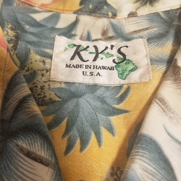 Kys Mens Hawaiian Shirt Made in USA W 27" L30 1/2" - Picture 1 of 8